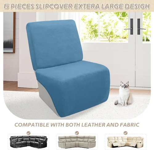 Miniatura 457 de Arfntevss Fundas de sofá seccional reclinable de terciopelo, Funda de sofá seccional de esquina para sofá reclinable, Funda elástica suave