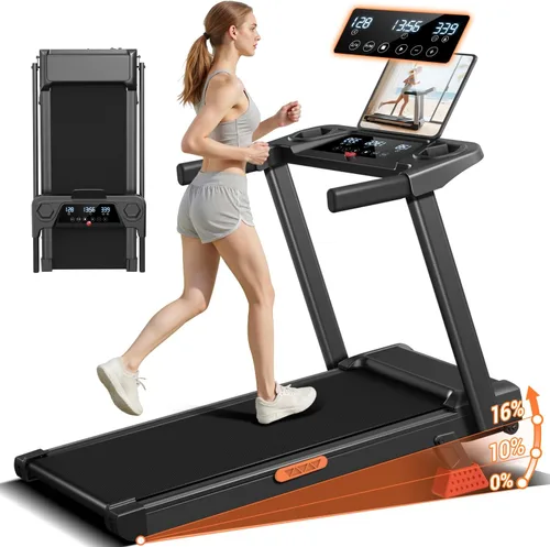 16% Treadmills for Home, 3-in-1 Foldable Treadmill with Incline, Portable Treadmill with Handle, 3.0HP Quiet Walking Pad Treadmill, 12 Automatic