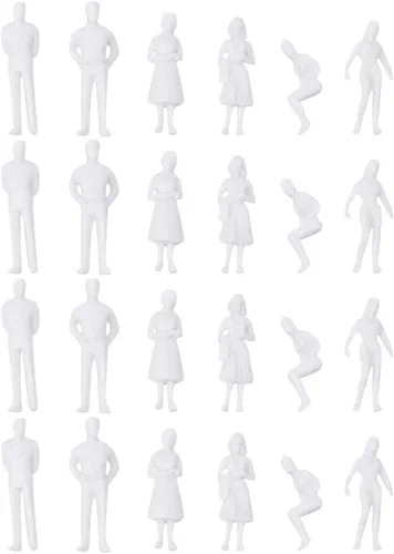 SUPVOX The Uncolored Model Miniature White People Figuras 50 piezas de figuras de plástico para diseño de tren modelo, paisaje arquitectónico de