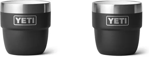 YETI Rambler - Vaso apilable de 4 onzas, acero inoxidable, taza de café/espresso aislada al vacío, 2 unidades Negro