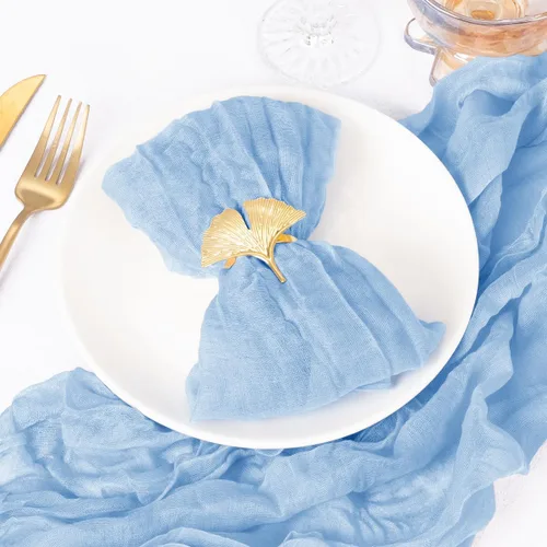 Miniatura 3 de DeZerlor Paquete de 12 servilletas de tela de estopilla de color azul claro, juego de 12 servilletas de cena a granel de 21 x 21 pulgadas