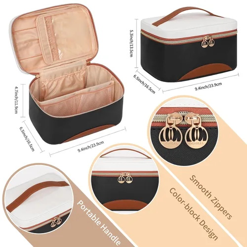 Miniatura 4 de OCHEAL Makeup Bag,Large Capacity Travel Makeup Bag,Waterproof Cosmetic Organizer Case with Brush Holder Portable Make Up Bag for Women,Toiletry Bag