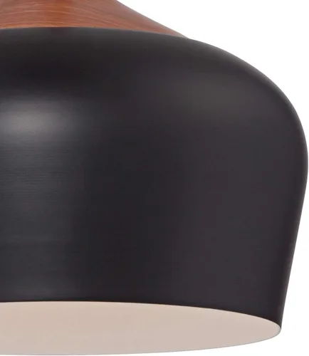 Miniatura 3 de Possini Euro Design Felton - Mini lámpara colgante negra de 12 pulgadas de ancho con detalle de madera rústica para comedor, sala de estar, hogar