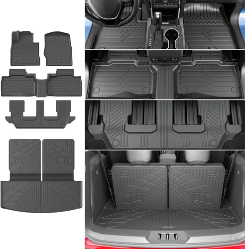 Miniatura 36 de powoq Tapete de suelo compatible con Honda Pilot 2016-2022 con alfombrilla de respaldo, forro de carga de repuesto para accesorios Honda Pilot