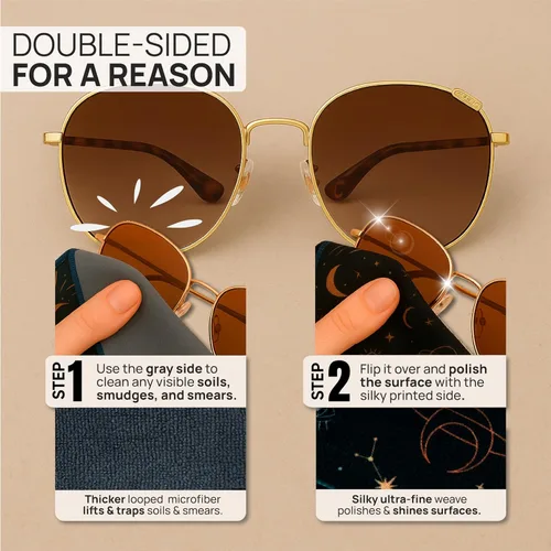 Miniatura 3 de Quick Cloth - Paños de limpieza de lentes de microfibra de 8 x 8 pulgadas, astrología, 1 paquete con funda, limpiador de lentes de doble cara