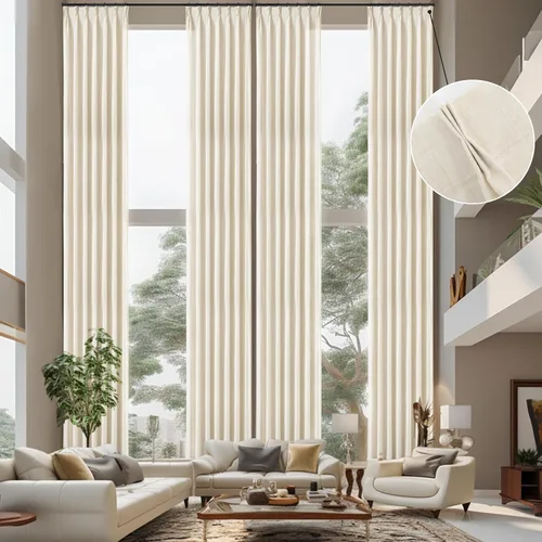 Miniatura 18 de DriftAway Cortinas plisadas de lino semitransparentes con textura de casa de campo sólidas y rústicas modernas para sala de estar y dormitorio, 2