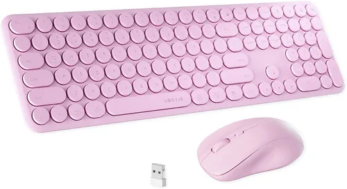 Miniatura 12 de Combo de teclado y mouse inalámbricos con 110 teclas redondas, interruptor de encendido y sensación de escritura con interruptor de tijera, ideal