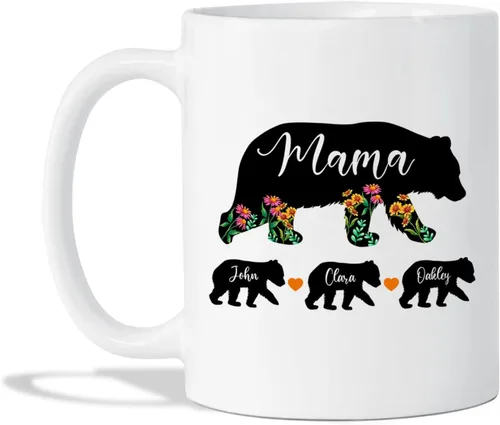 Miniatura 18 de Tazas de té personalizadas para mamá y 3 niños, tazas de café personalizadas para mamá, regalos para madre, taza madre personalizada con nombres