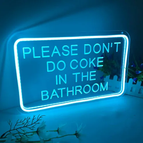 Miniatura 2 de Planzo Letrero LED de neón con texto en inglés «Please Don't Do Coke In The Bath» para el hogar, dormitorio, baño, sala de juegos, bar, tienda