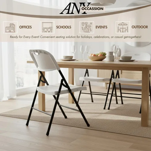 Miniatura 6 de Paquete de 2 sillas plegables de plástico resistente, sillas plegables de capacidad de 450 libras para interiores y exteriores, asientos portátiles