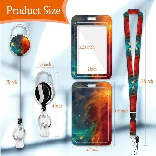 Miniatura 2 de Soporte para tarjetas de identificación con cordón, clip retráctil para carrete de identificación para enfermera, médico, correa de cordón Nebula