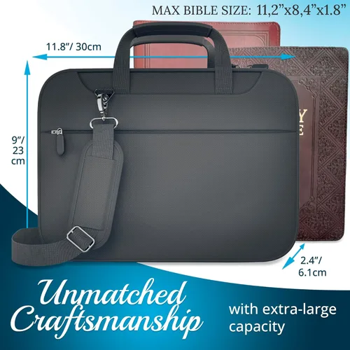 Miniatura 2 de DEHITE Funda para la Biblia para hombres Funda gris para la Biblia para hombres y mujeres tamaño extra grande Bolsa de mano Fit Book 11.2 x 8.4 x