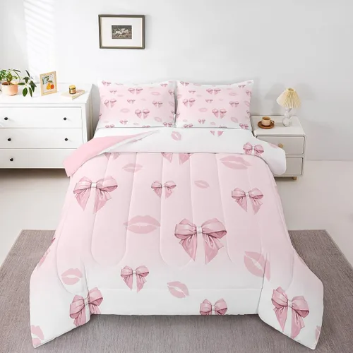 Miniatura 14 de Feelyou Juego de edredón de castillo rosa para niños, tamaño individual, juego de ropa de cama de princesa para niños y niñas, inserto de edredón
