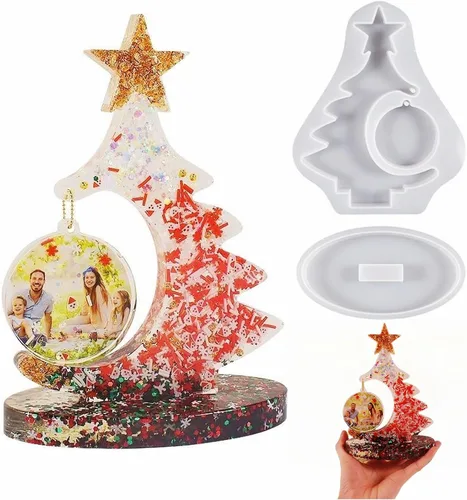 Moldes de resina para marcos de fotos, moldes de resina con forma de árbol de Navidad, moldes de resina para marcos de fotos, moldes de resina para