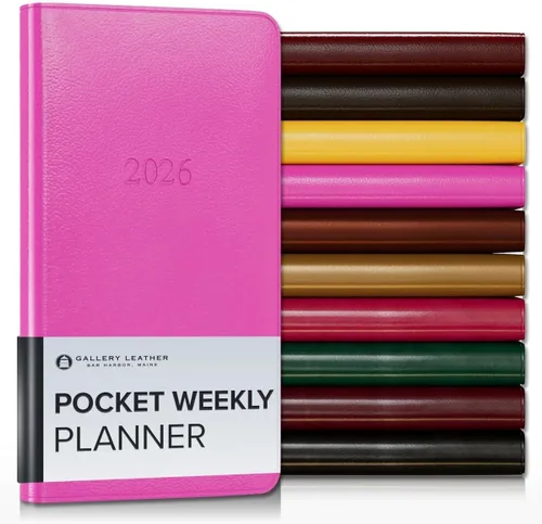 Miniatura 85 de Gallery Leather Agenda semanal y mensual grande 2025-2026, agenda y cuaderno con elegantes bordes de página dorados dorados, 12 meses, cactus Cactus