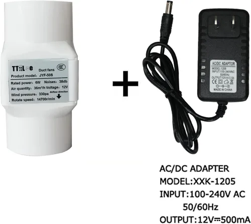 Miniatura 5 de Ventilador de conducto en línea de 2 pulgadas y 12 V para tienda de cultivo, ventilador de ventilación de 1.969 in y 6 W, ventiladores de escape
