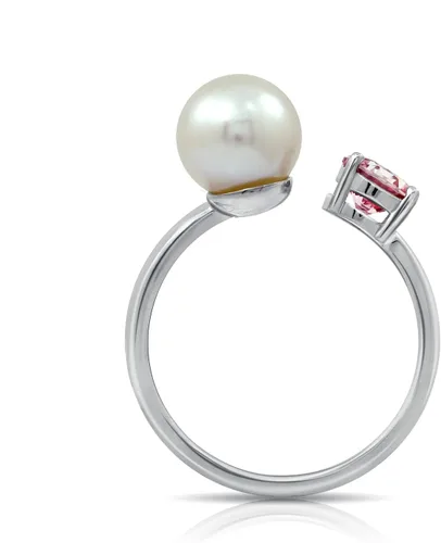 Miniatura 2 de Tienda Essentials Platinum Plated Sterling Silver Infinite Elements Cubic Zirconia Freshwater Pearl Ring (previously Tienda Collection)