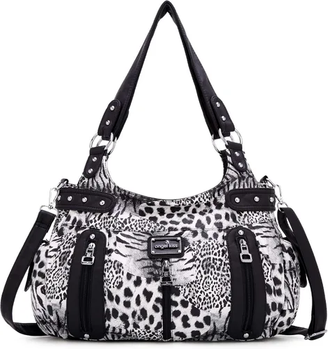 Miniatura 24 de Angelkiss Bolsos grandes y carteras para mujer de cuero sintético lavado tipo hobo, bandolera, bolso cruzado, bolso de hombro, bolso de mano