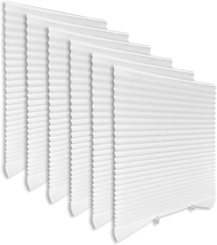 Miniatura 8 de Persianas de papel opacas de 36 x 72 pulgadas, paquete de 6 unidades, temporales, inalámbricas, autoadhesivas, sin taladro, cubierta plisada