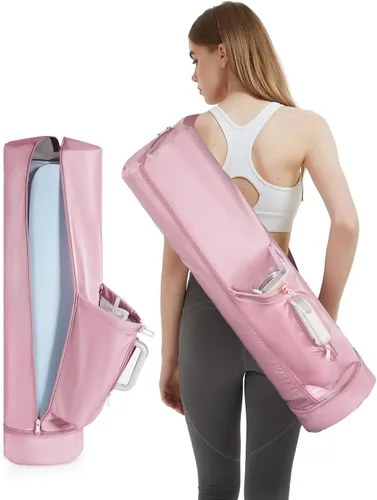 Miniatura 11 de sportsnew Bolsa para esterilla de yoga, bolsa de transporte para esterilla de yoga con cremallera completa con bolsillo para botella de agua