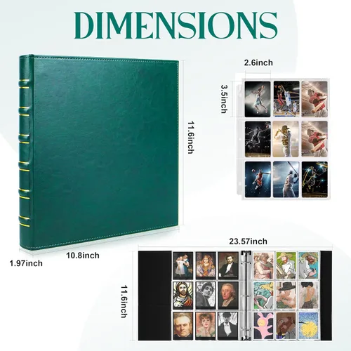 Miniatura 6 de WOT I Carpeta de lujo para cartas coleccionables, 540 bolsillos, fundas para carpeta de cartas coleccionables, carpeta de cuero rellenable de 3