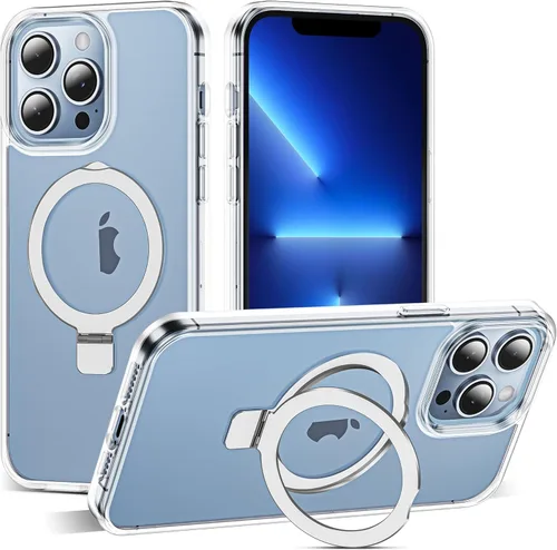 Miniatura 179 de SKYLMW – Funda compatible con iPhone 12 Pro Max y iPhone 13 Pro Max con soporte magnético invisible tipo anillo, fundas translúcidas para teléfonos