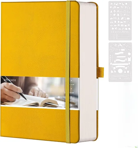 Miniatura 8 de EMSHOI Cuaderno de diario punteado, 320 páginas, tamaño A5 pequeño de 5.75 x 8.38 pulgadas, tapa dura de piel sintética, papel grueso de 3.53 oz/m²