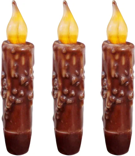 Miniatura 20 de CVHOMEDECO. Velas de cera real sumergidas a mano con temporizador LED con pilas, velas cónicas sin llama primitivas del país, 4-3/4 pulgadas, negro