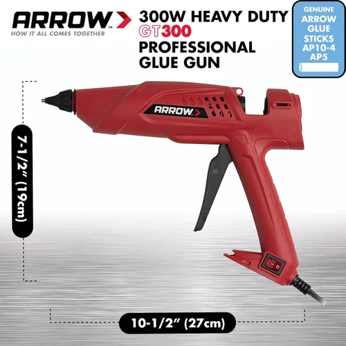 Miniatura 3 de Arrow Fastener Pistola de pegamento termofusible eléctrica profesional de 300 vatios para manualidades, construcción y madera, transparente