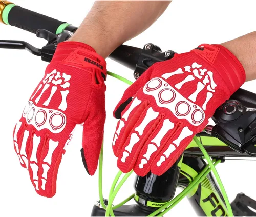 Miniatura 3 de Guantes de ciclismo de esqueleto de hueso para motocicleta guantes de bicicleta acolchados de montaña para hombres y mujeres resistencia al aire