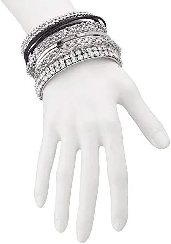Miniatura 3 de LUX ACCESSORIES - Juego de 13 pulseras de malla con eslabones de cadena