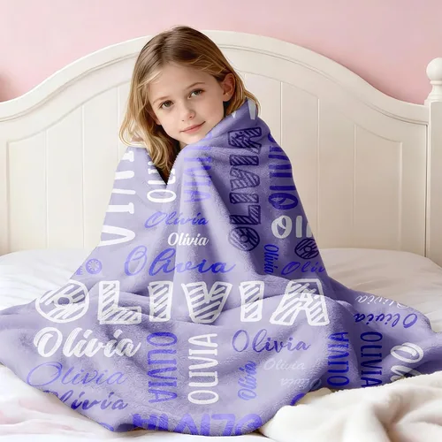 Miniatura 2 de Manta personalizada con nombre, manta personalizada para adultos y niños, regalos personalizados, manta de bebé, para adolescentes, niñas, niños