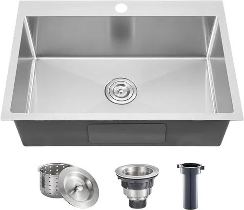 Miniatura 10 de Fregadero de cocina negro de 21 x 20 pulgadas, fregadero de barra empotrable negro, fregaderos cuadrados pequeños de acero inoxidable de montaje