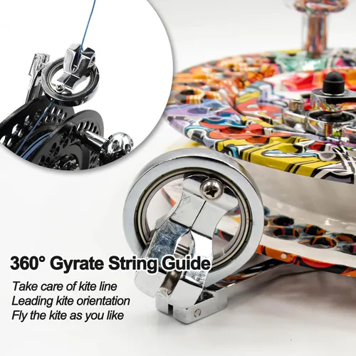 Miniatura 3 de 9KM DWLIFE Bobinadora de carrete de cometa de 11 pulgadas con correa para el hombro, aluminio, freno de bloqueo de trinquete, rodamiento de bolas