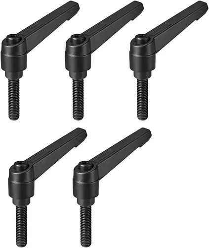 Miniatura 26 de uxcell 5 piezas de manija de palanca de sujeción ajustable M5 x 1.969 in de óxido negro métrico de acero al carbono macho roscado perillas de mano