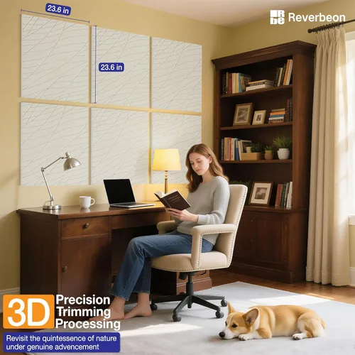 Miniatura 5 de 6 piezas de paneles acústicos, paneles de pared acústicos absorbentes de sonido de 23.6x23.6 pulgadas, paneles de pared acústicos decorativos
