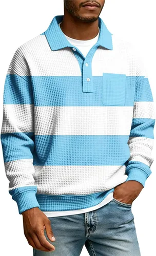 Miniatura 28 de Camisas de manga larga con botones a cuadros para hombre, con cuello de manga larga, estilo casual, elegante, a cuadros 2- amarillo