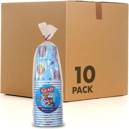 Glad Vasos de papel desechables para niños Paw Patrol, Core Pups Blue - Resistentes, a prueba de remojo, aptos para niños, para uso diario, 9 onzas,