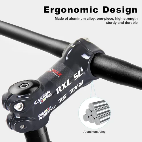 Miniatura 6 de RXL SL 25.4 vástago de fibra de carbono vástago 6° vástago MTB vástago de bicicleta de montaña vástago grado 6 para bicicleta de carretera MTB Negro