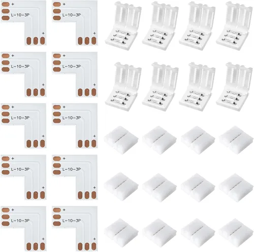 Miniatura 10 de JACKYLED Conectores de tira LED de 2 pines de 0.394 pulgadas para tiras de luces LED, kit total de 22 conectores de esquina para extensión