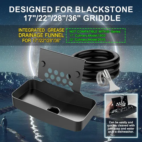 Miniatura 7 de Recolledor de grasa Blackstone mejorado, trampa de grasa integrada con diseño magnético duradero, innovadores accesorios para parrilla Blackstone