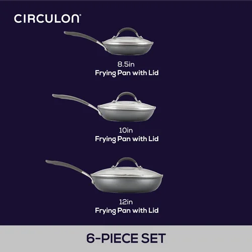 Miniatura 3 de Circulon Serie A1 con juego de sartenes antiadherentes de inducción ScratchDefense, juego de 6 sartenes de cocina, utensilios de cocina