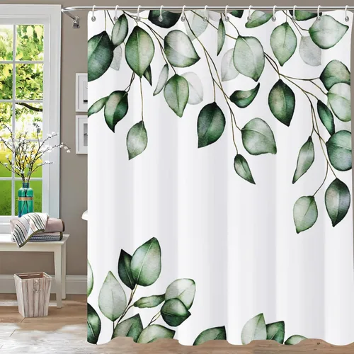 Miniatura 29 de Cortina de ducha floral, cortinas de ducha de flores para baño, cortina de baño de hojas de acuarela, cortinas de ducha de tela para el hogar