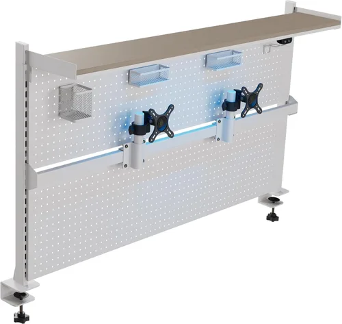 Miniatura 8 de EUREKA ERGONOMIC Tablero de clavijas con soporte para dos monitores, tablero de clavijas de acero para escritorio, accesorios para computadora