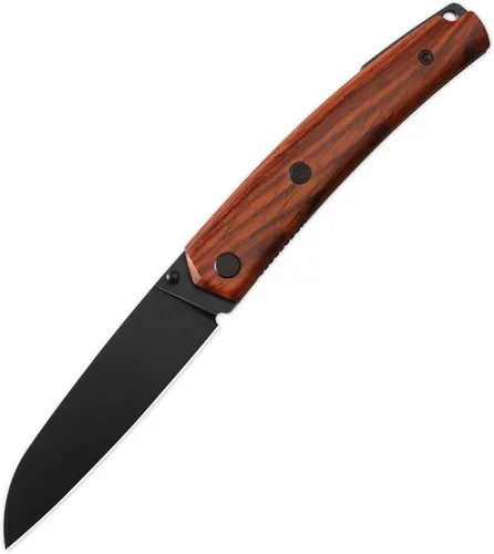 Miniatura 11 de Petrified fish PF719 - Cuchillo plegable, hoja de acero negro lavado a la piedra 14C28N de 3.38 pulgadas, mango de fibra de carbono, con bloqueo