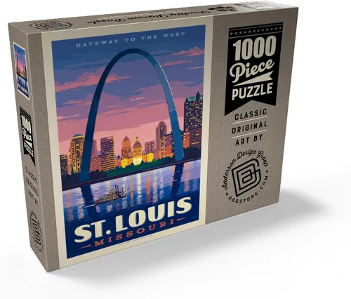 Miniatura 2 de MyPuzzle St. Louis, MO: Gateway Arch At Sunset, póster vintage, rompecabezas prémium de 1000 piezas para adultos