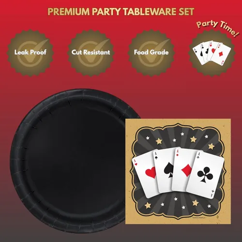 Miniatura 3 de HOME & HOOPLA Suministros mágicos para fiestas y tarjetas para fiestas nocturnas, tarjetas de mago, platos de postre de papel negro y servilletas
