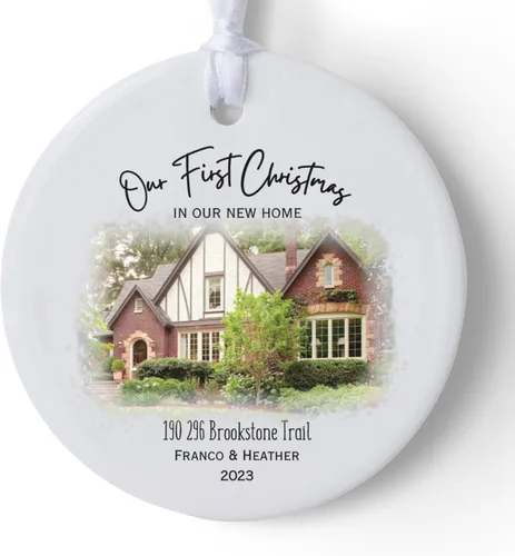 Miniatura 13 de Adorno Personalizado para la Primera Navidad en Nuestro Nuevo Hogar 2025, Adorno de Dirección de Casa Personalizado, Regalo para la Familia, Regalo