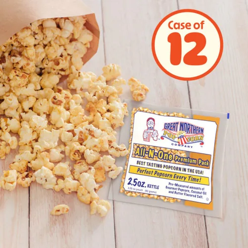 Miniatura 4 de Great Northern Popcorn Packs - Paquetes de palomitas de maíz estilo cine, 2.5 onzas, todo en uno, sal, paquetes de aceite para máquinas de reventar