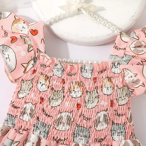 Miniatura 3 de Vestido de verano para niña pequeña, vestido de dinosaurio con volantes, cuello halter, sin mangas, con vuelo, vestido de tutú de playa casual